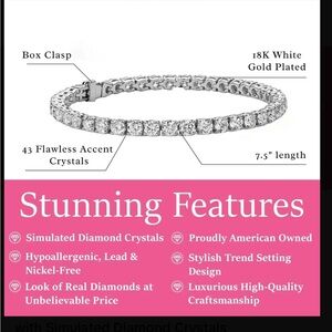 Cate & Chloe 18K White Gold Plated Bracelet with Simulated Diamond Crystals